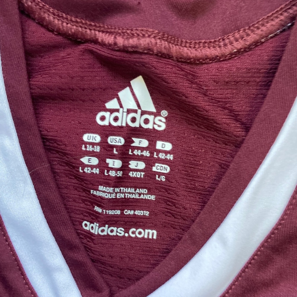 adidas performance tank team jersey top maroon white size L - Picture 13 of 17